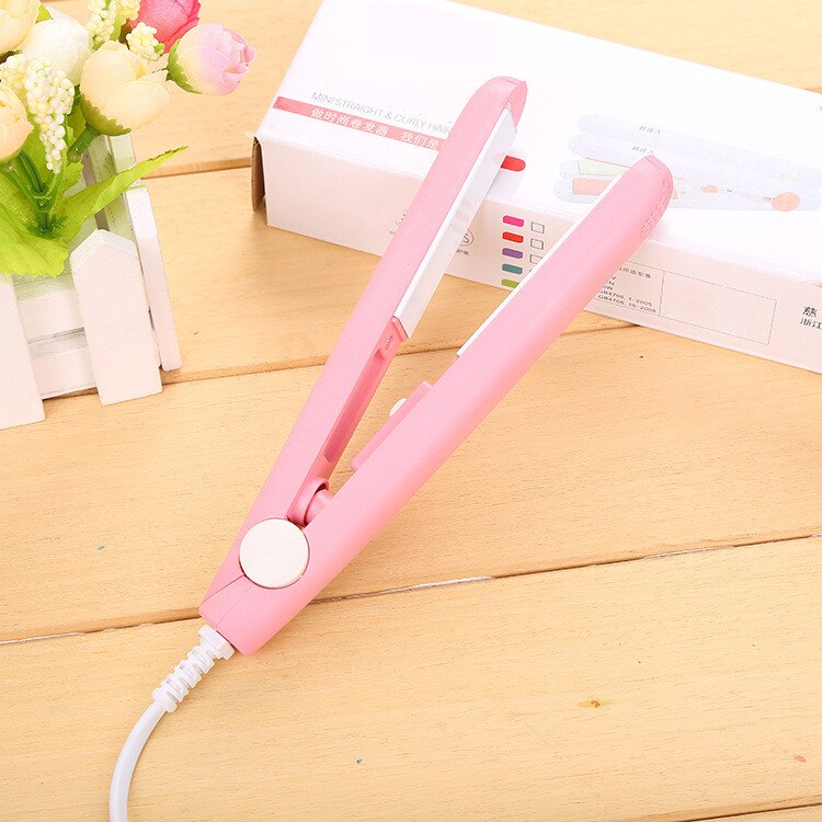 Mini Hair Straightener Ceramic Curling Iron Corrugate Hair Iron Styling Tools Volume Hair Curler: Pink