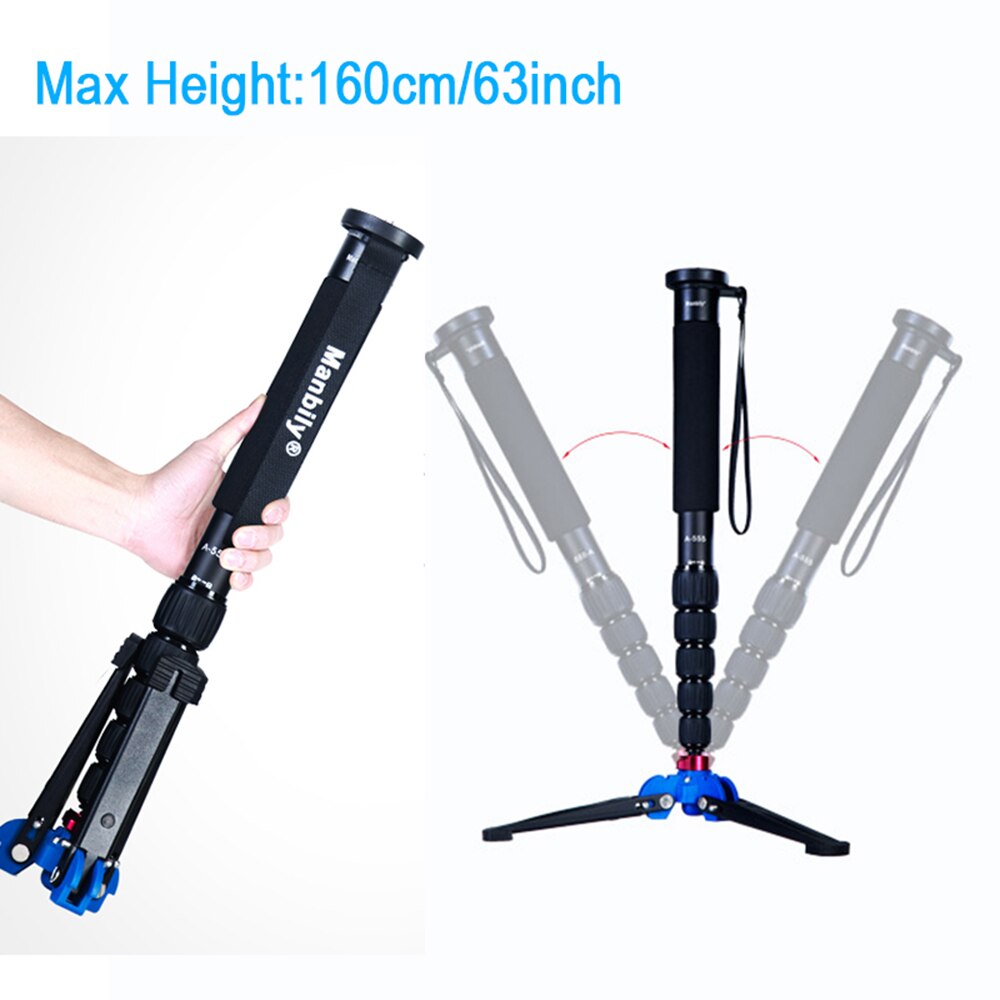 Cadiso Manbily A-555 160cm 63inch Aluminum Travel Monopod Mini Tripod Unipod Stick Ball head M2 Base for DSLR Camera