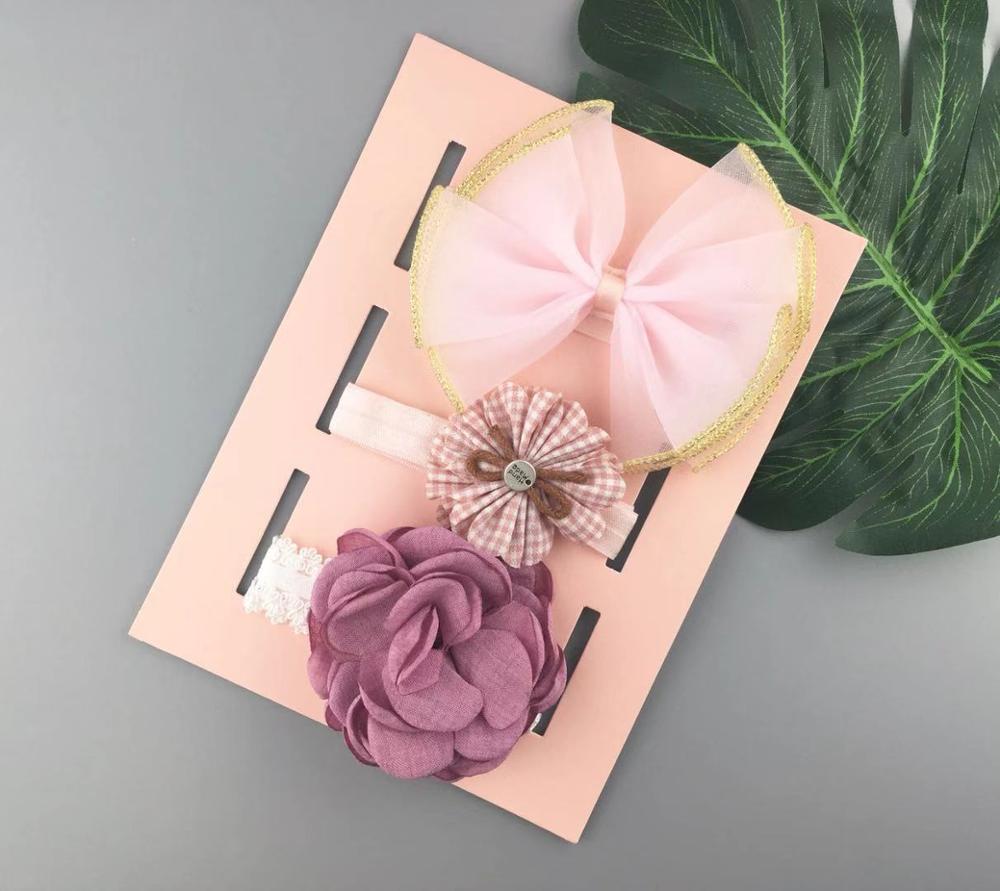 3 Stks/partij Baby Meisje Hoofdband Elastische Hoofddeksels Bloemen Strik Haar Accessoires Voor Baby Meisje Verjaardagsfeestje