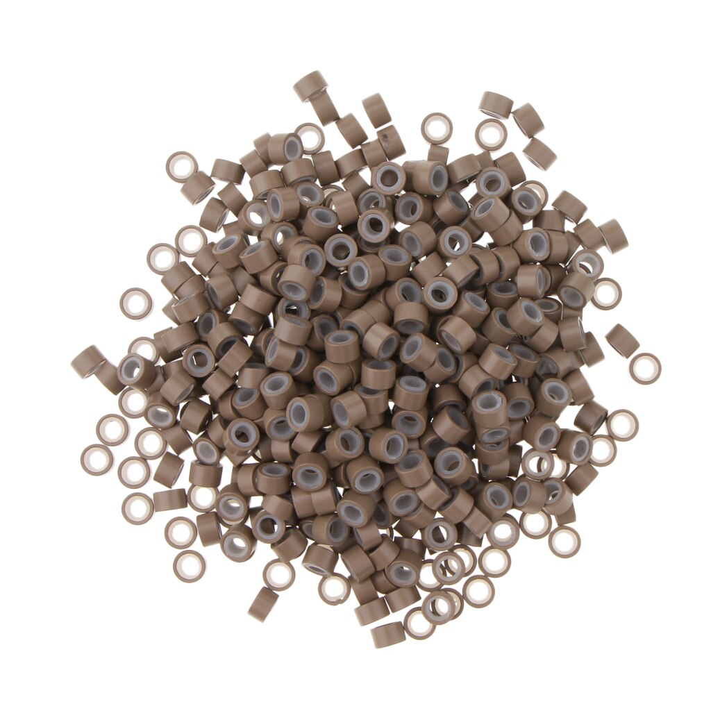 Anneaux en Silicone pour Extensions de cheveux, 500 pièces, Micro perles, pour perruque, tissage, couture, plumes: Light Brown
