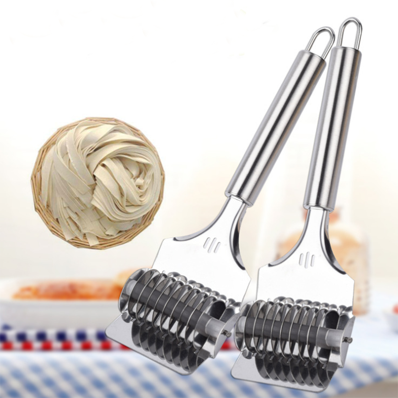 Manual Stainless Steel Spaghett Noodle Maker Lattice Roller Docker Dough Cutter Tool Kitchen Helper DIY Dough Cutting Tool