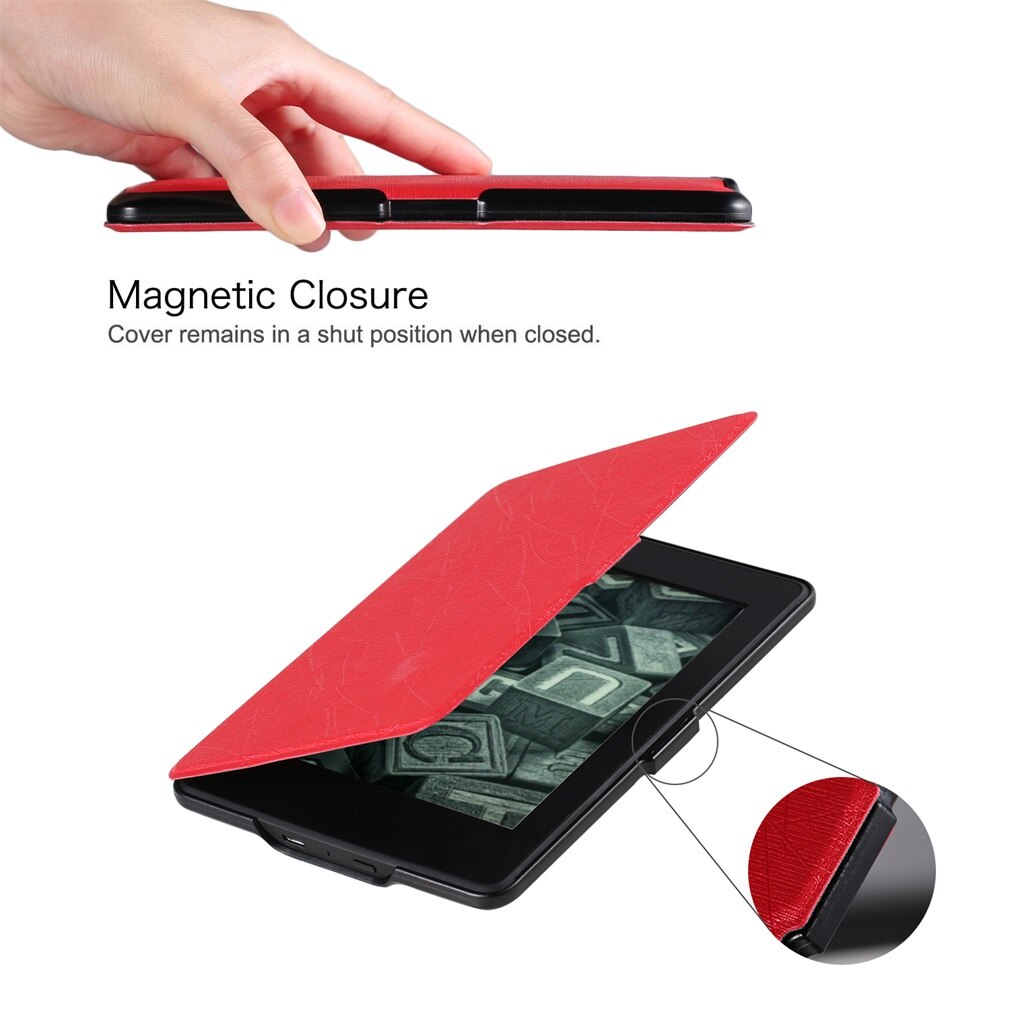 PU de Couro + ABS Peso Leve Ultra Fino Anti-slip-resistente A Riscos Caso Shell Capa Protetora para kindle 899
