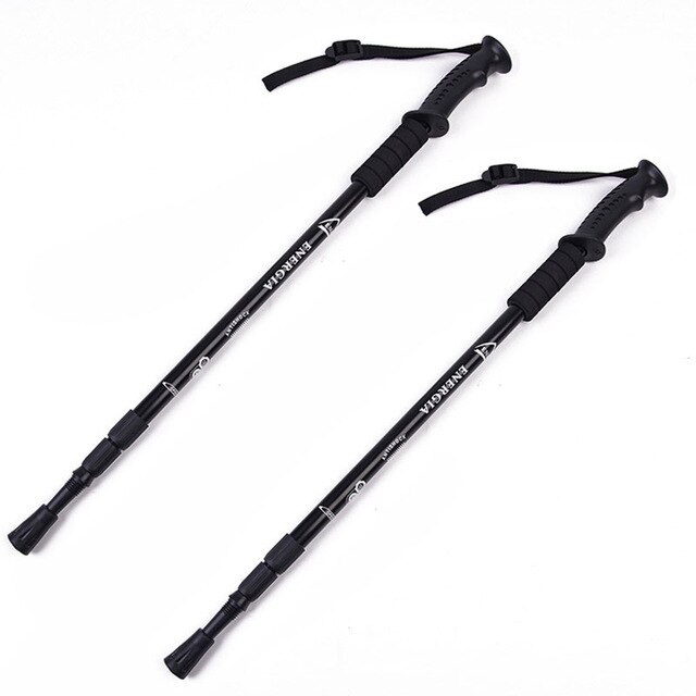 65-135cm Walking Sticks Hiking Poles Adjustable Trekking Poles Telescopic Scandinavian Anti Shock Carbon Al alloy: 2 pcs black
