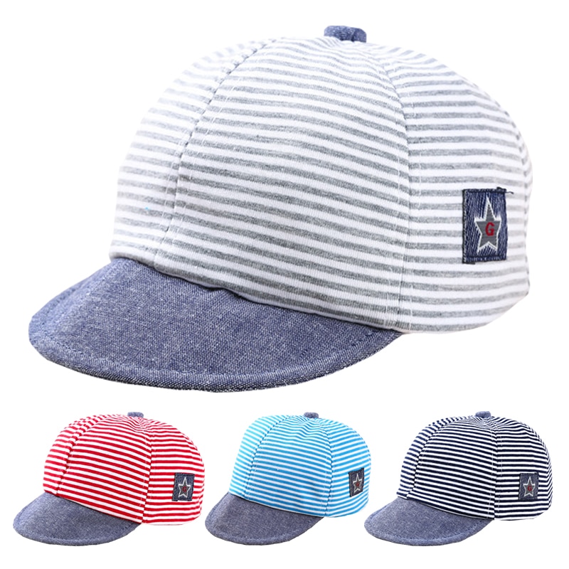 a rayas sombrero para bebé Linda gorra de béisbol de algodón para bebés de 6 a 20 meses, gorro para el sol de verano, primavera Otoño, gorra con visera