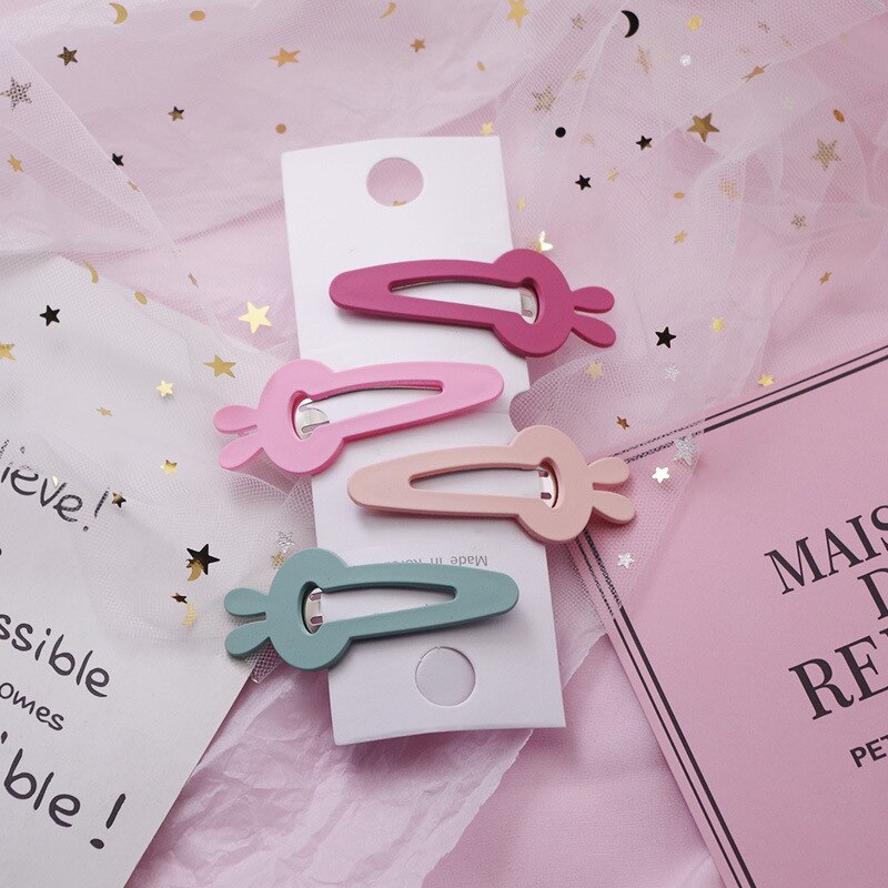Cute Children Hair Accessories Lovely Star Rabbit Candy Color Girls Hairpins Hair Clip Kids Headwear 4 PCS Baby Clips: A4