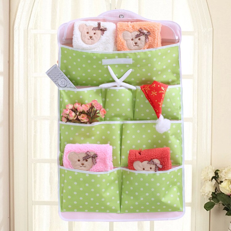 Polka Dot Wandtasche - 70x42.5cm - Baumwollstoff - Badezimmer Organizer: Grün