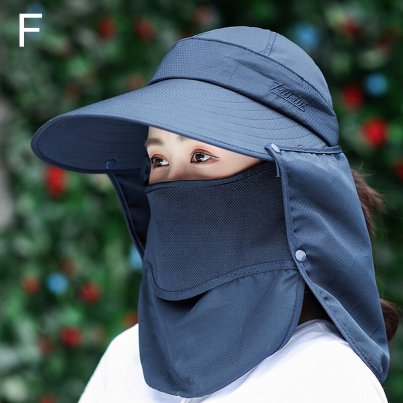 Gorra con protección solar para mujer, gorros de sol anchos a la , protección de rostro Cuello, gorros plegables para playa, protección Uv, conducción al aire libre: 06