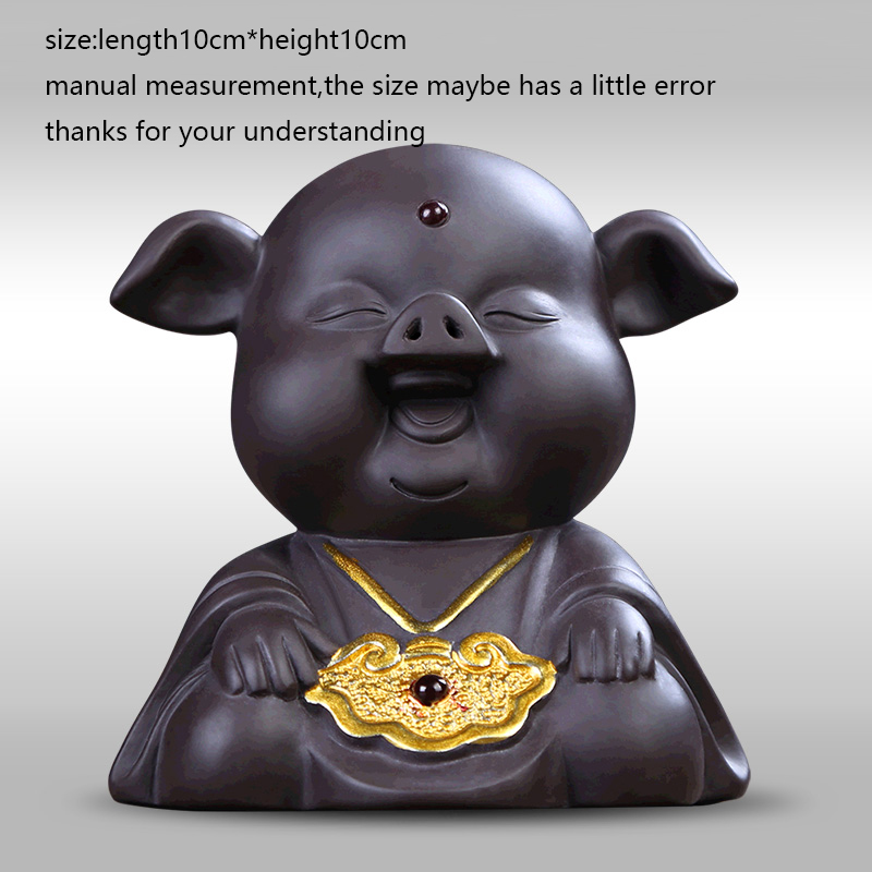 Natural Purple Tea Pet Cute Auspicious Pig Tea Ceremony Tray Accessories Decor Boutique Animal Statue Crafts Souvenir As: B