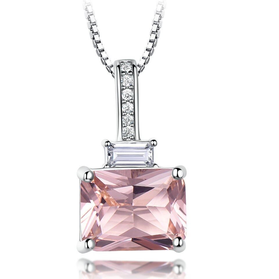 UMCHO Rechthoek Nano Morganite Sieraden 925 Sterling Zilveren Ketting & Hangers Voor Dames Kerst Party Fijne Sieraden