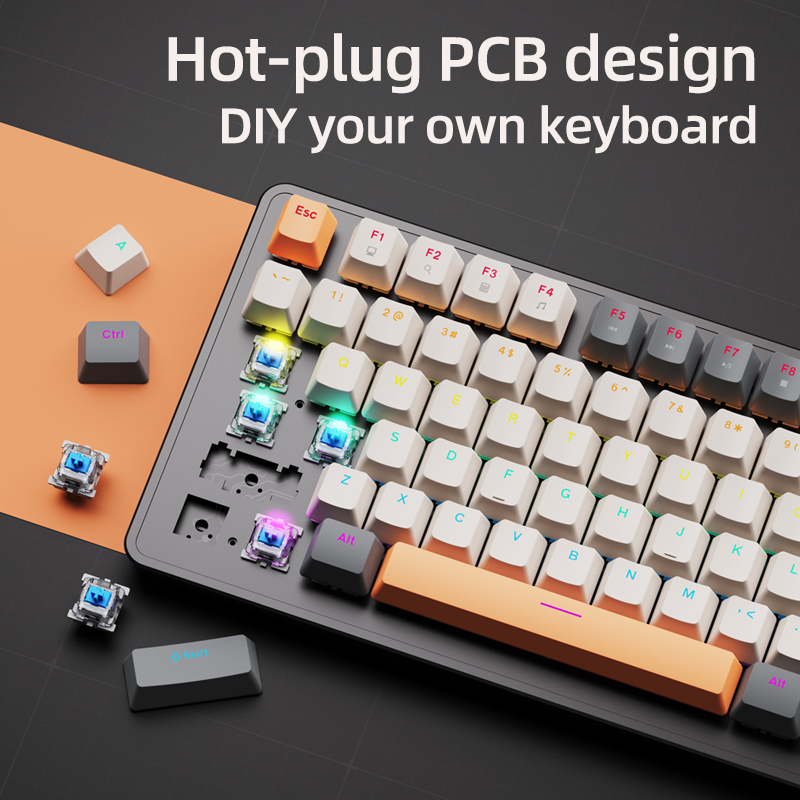 K82 mekaniske kablede tastaturer med medieknap, apayado swap-gamingtastatur, transparent baggrundsbelysning af tegn, abs-taster