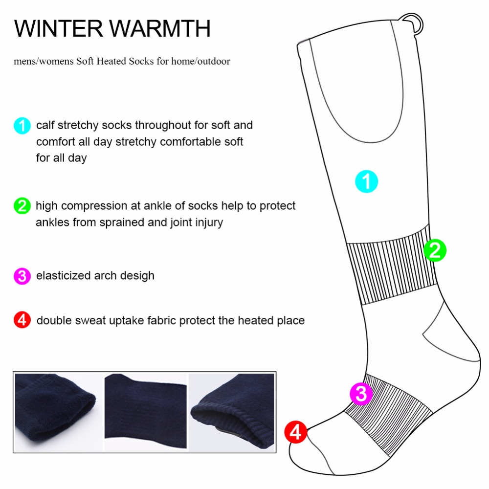 GV Elektrische Heizung Socken, Weihnachten Warme Socken Männer Frauen 3,7 V Akku Beheizte Socken in Winter