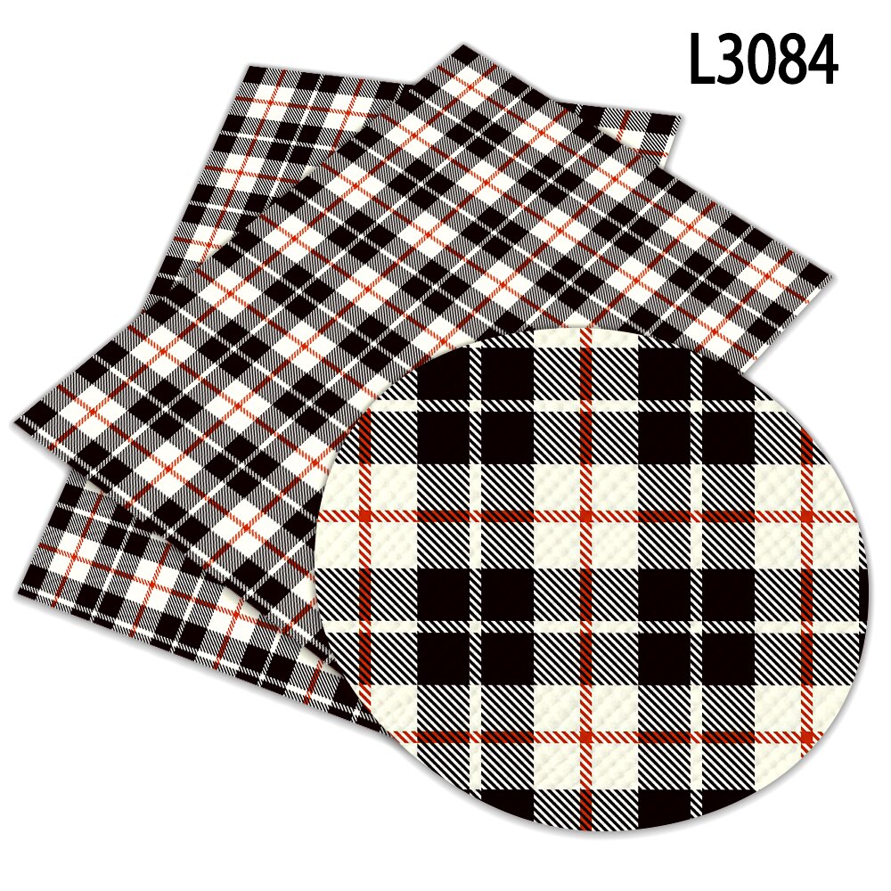 red Lattice Check Pattern Faux Leather Printed A4 22x30cm for Crafts Synthetic Leather ornamanets: L3084