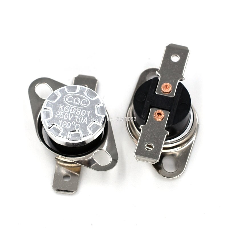 5 Stück KSD301 Thermostatschalter – NC, 250V/15A, Temperatur Wählbar (40–150°C) – Für Heizgeräte, Kaffeemaschinen & Co.