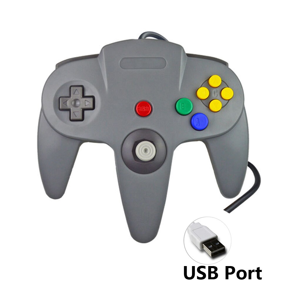 Mando con cable para GameCube, Accesorios para Nintendo N64 para PC, mando de ordenador: USB Gray