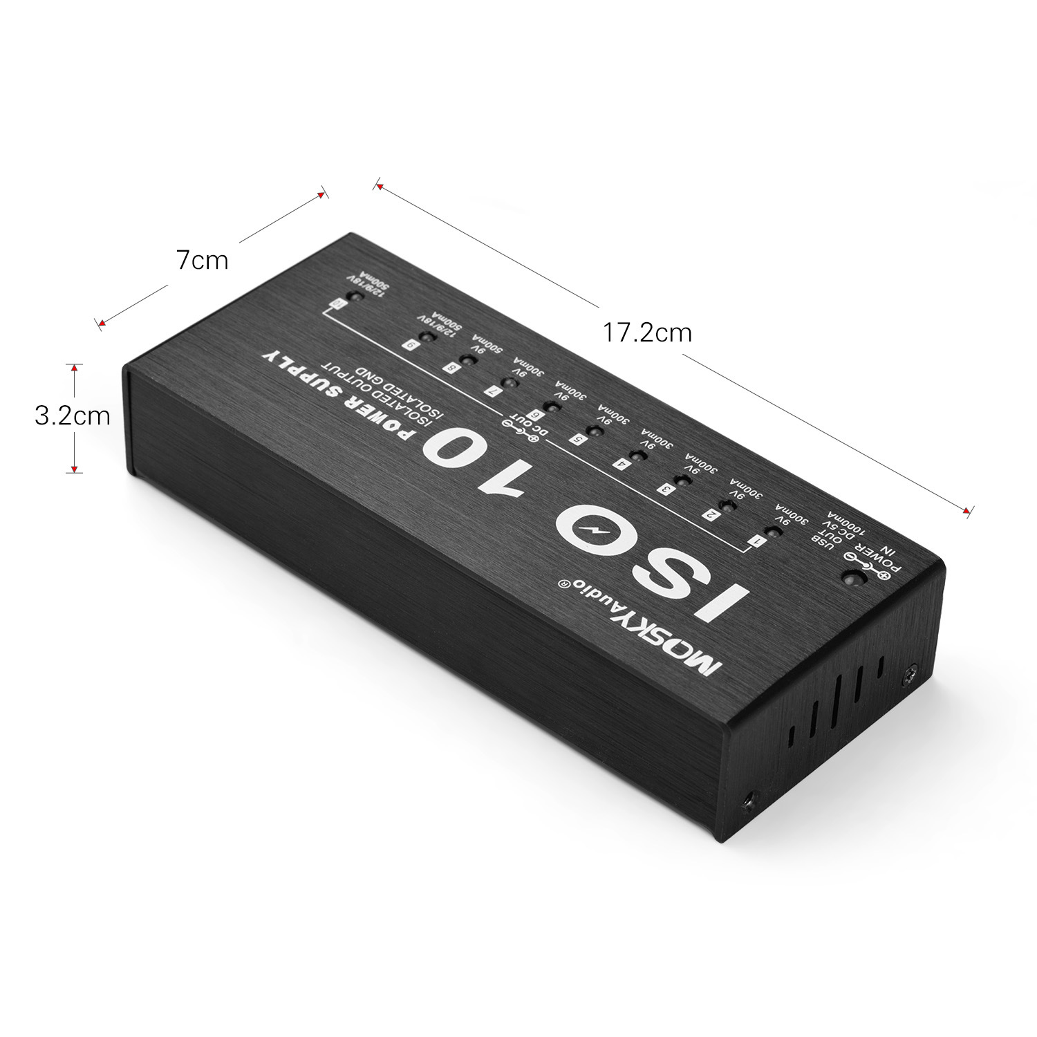 Mosky iso -10 guitar effektpedal strømforsyning dc udgange / 5v usb 18v til 9v 12v guitar effektprocessorer strømforsyning