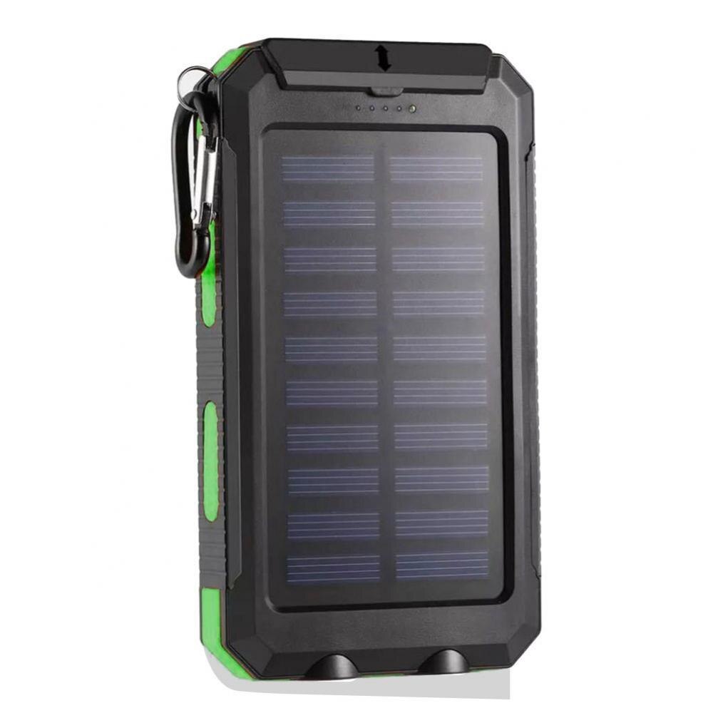 1.5W 5V 2.1A 1A Waterproof LED Light Dual USB DIY Solar Power Bank Case Kits Battery Charger External Box Flashlight Plastic: Green