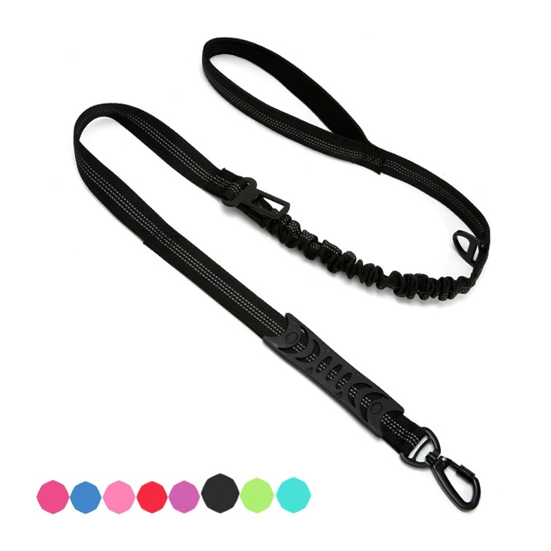 Leiband Voor Hond Elastische Hondenriem Reflecterende Hond Autogordel Hond Riemen Voor Grote Honden Outdoor Hond Auto Leash buffer: Black