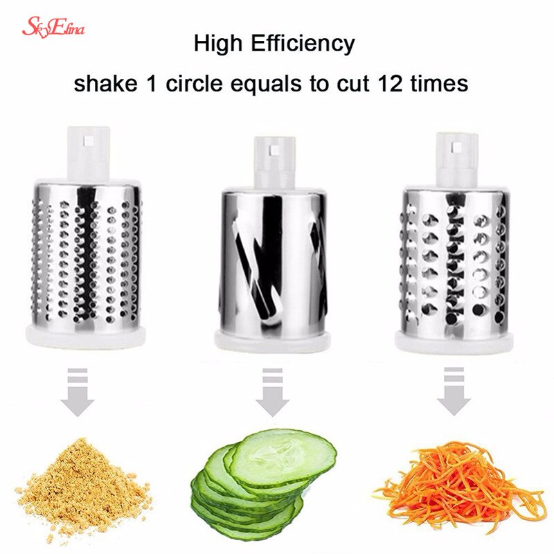 Handleiding Groente Cutter Keuken Tool Ronde Mandoline Slicer Aardappel Wortel Rasp Snijmachine met 3 Rvs Chopper Messen 5Z