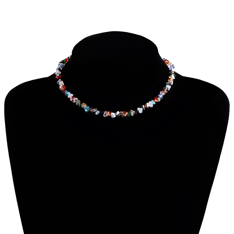 Gargantilla de cuentas irregulares de cristal de corte múltiple coreano para mujer, Collar de hueso Vintage transparente, joyería de cuello de: Color amarillo claro