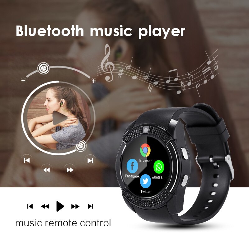 Männer V8 Interaktive Musik Smart Uhr Antwort Call Dial Call-Support TF Sim Karte Sport Smartwatch Armband Mit Kamera VS DZ09