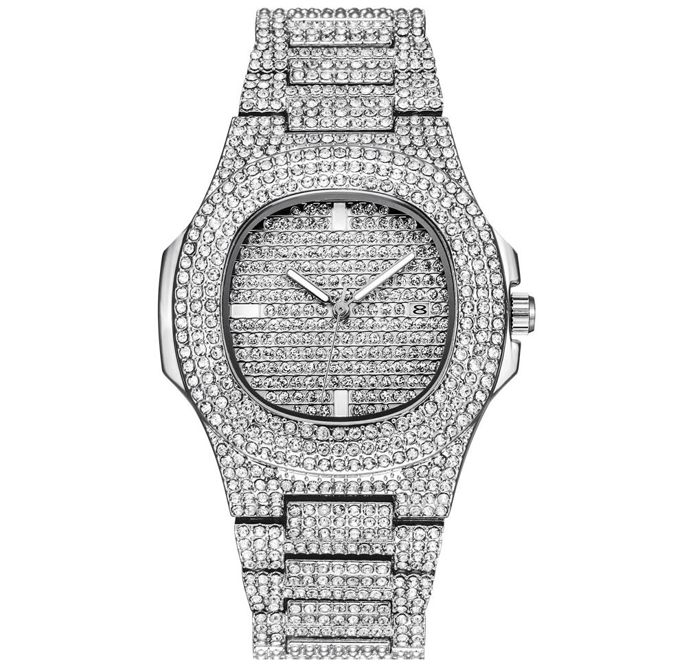 Gold Watch Men Luxury Brand Diamond Mens Watches Top Brand Luxury Iced Out Male Quartz Watch Calender Unique For Men