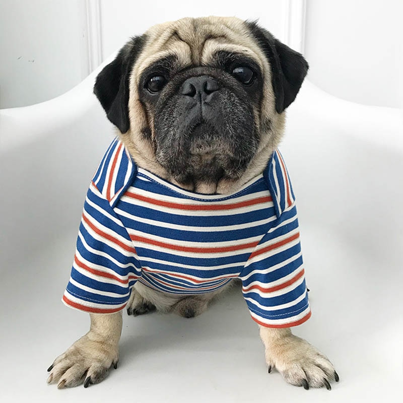 Gestreepte Hond Kleding Pug Franse Bulldog Kleding Voor Honden Shirt Warme Hond Jas Puppy Pet Kleding Voor Honden Huisdieren Kleding ropa Perro