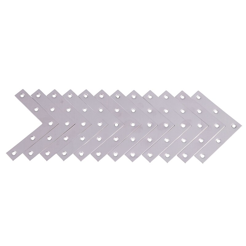 12pcs Angle Plate Corner Brace Flat L Shape Repair Bracket 80x80mm Silver: Default Title