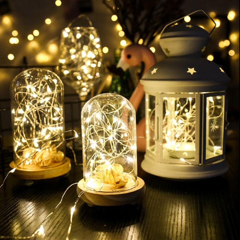 Jaar Kerst Guirlande Waterdichte Koperdraad LED String Lamp Fairy lights 1 m/2 m/5 m lengte voor indoor Decoraties