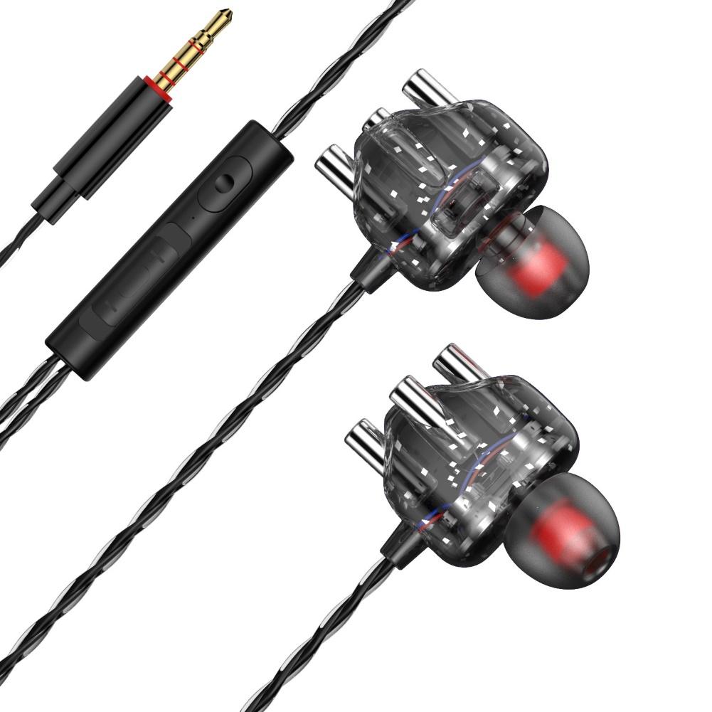 Transparent In-ear Double Moving Coil Moving Iron Earphone 3.5mm Mobile Phone Computer Universal Game Music HIFI Headset