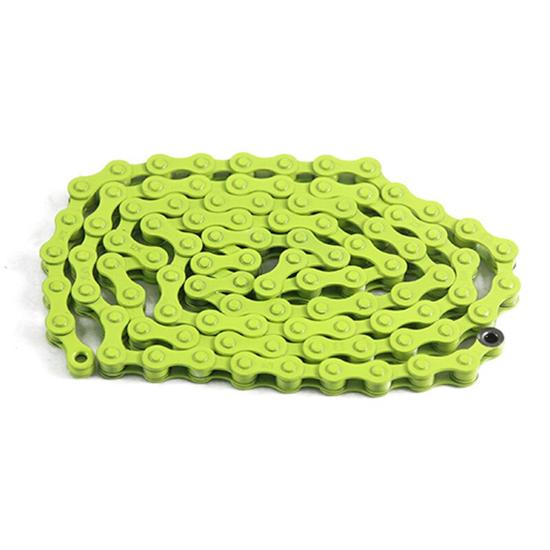 15 farver 98 led fast gear cykelkæde single speed cykelkæde med kædeforbindelse czc 003: Fluorescerende gul