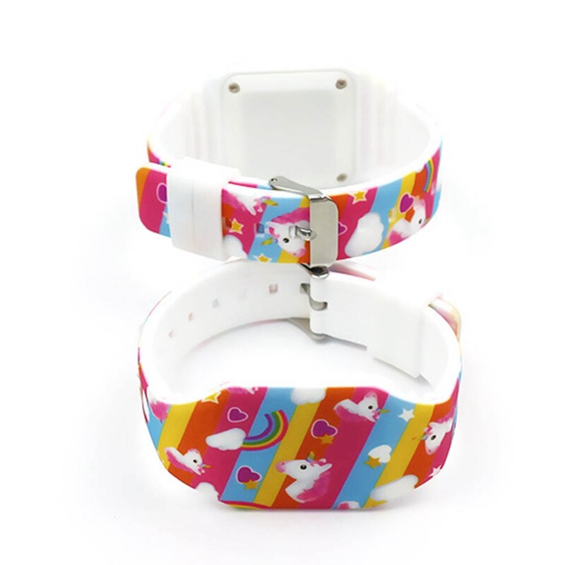 Børn drenge piger enhjørning print blød gummi digitale led ure børn studerende regnbue lysende ure