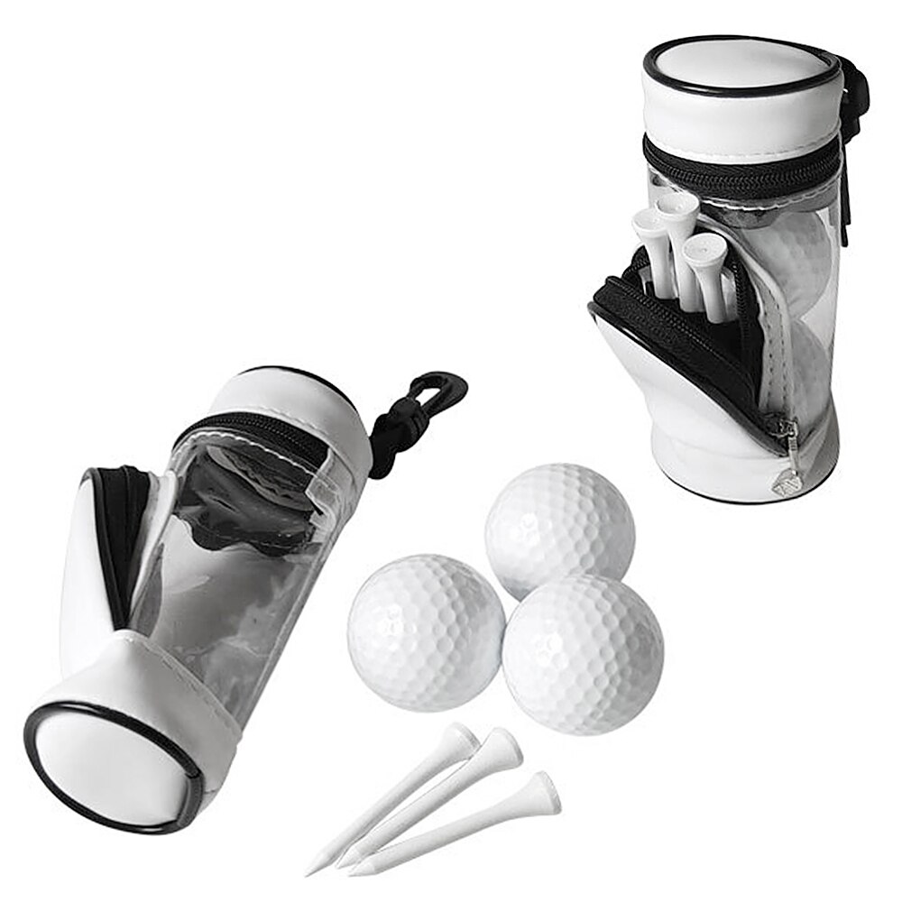 Golf Balls and Tees Pouch Bag Golf Ball Holder Tees Storage Case Holder with 3 Balls and 3 Tees Set Outdoor Golf Tees