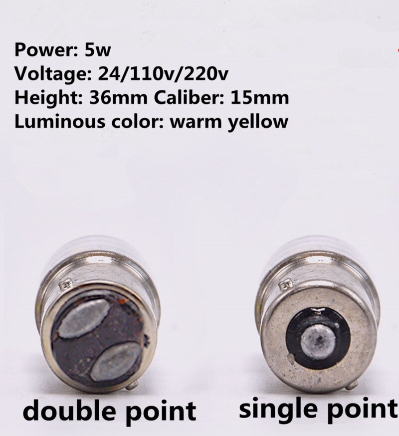 Baïonnette B15 24v5w, lumière d&#39;indicateur B15 110v5w, machine-outil lumière B15 220v5w, ampoule de signal, ampoule plate 2 pièces/lot