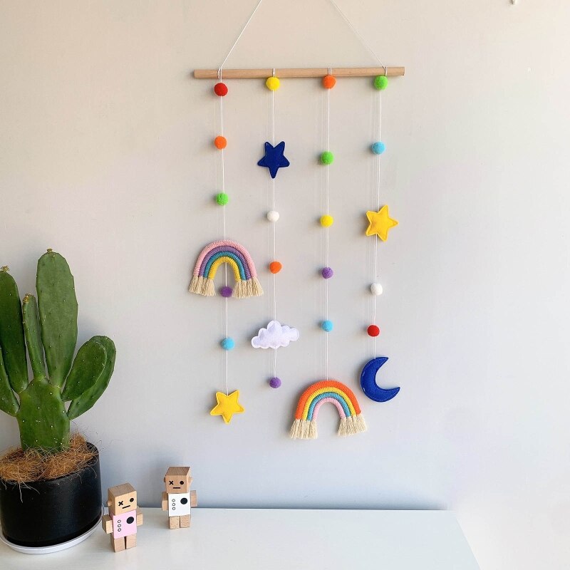 Supporto per Schermo per foto arcobaleno con pompon clip per fiocchi per capelli per ragazze appendiabiti appendiabiti da parete decorazione per Organizer