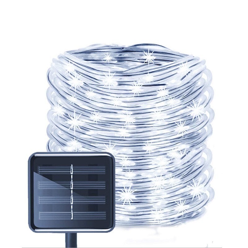 7m 12m 22m 32m guirlande solsnor lyser reb rør belysning til hjemmet have julelampe plæne dekoration solenergi lys: Hvid / 22m 200 lysdioder