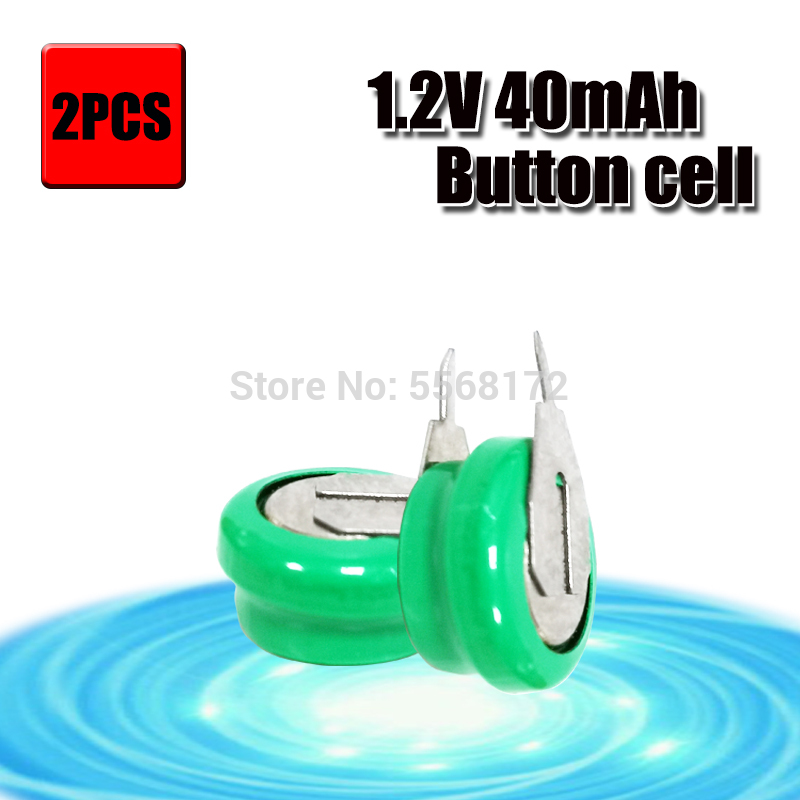 Original Brand 1.2V 40mAh Ni-MH Rechargeable Button Cell Battery Ni MH Batteries With Pins: 2pcs