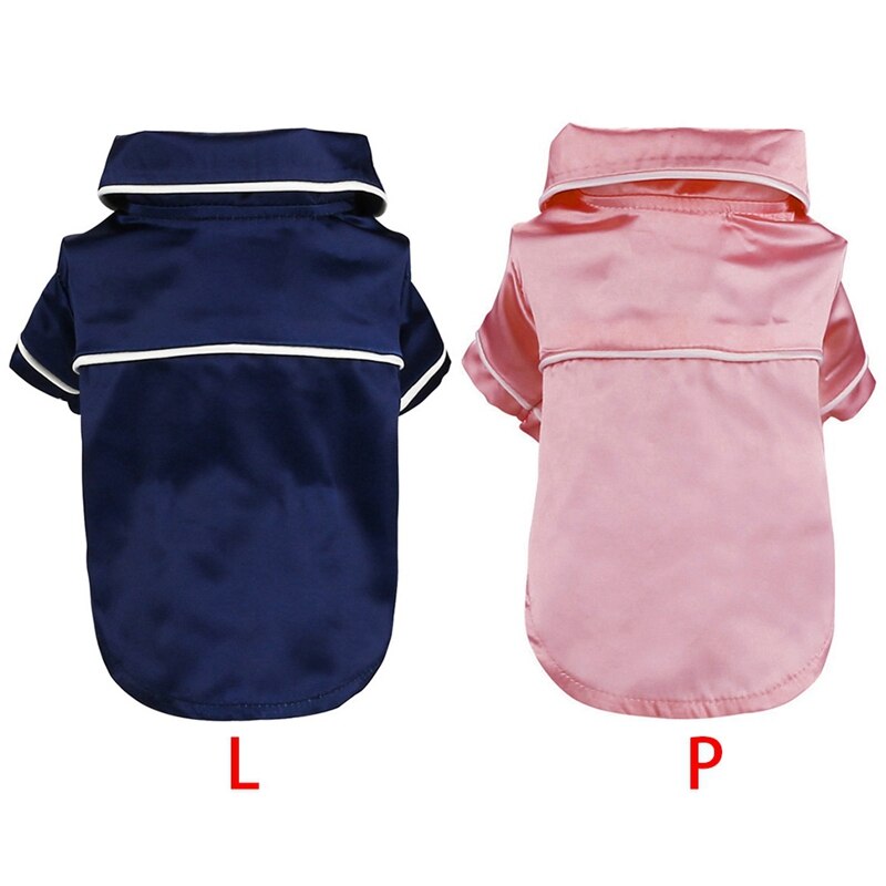 Hund pyjamas blød silke hund jumpsuit tøj kat hvalp skjorte kæledyr homewear pink sort kæledyr pyjamas m