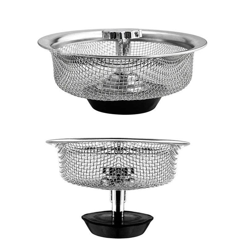 Diskbänkssil propp  - 2- i -1 rostfritt stål sil filter diskbänks avloppssil och propp , 83mm diameter