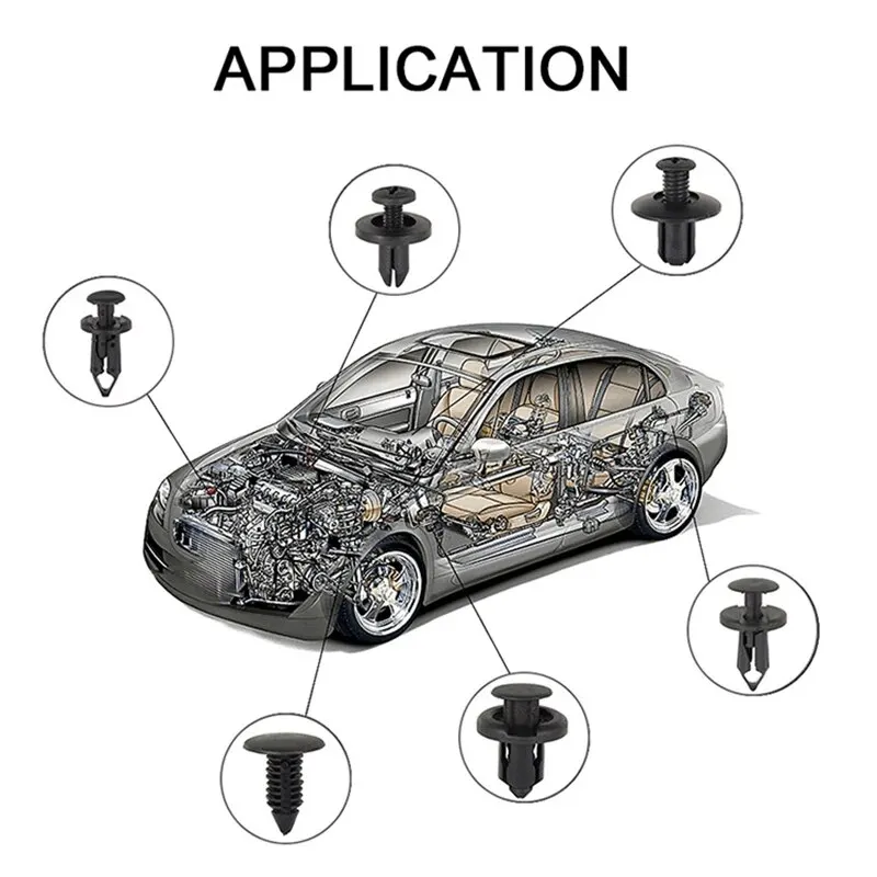 190 Uds Clips de retención de coche Kit de sujetadores de plástico de 6 tamaños Clip de Panel de ajuste automático juego de remaches de parachoques de carrocería de coche mixto