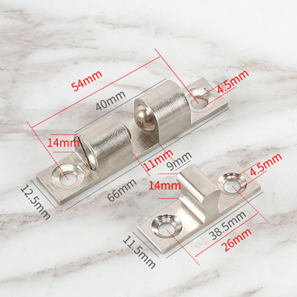 Brass Adjustable Double Ball Tension Roller Catch Hardware Fitting Cabinet Closet Furniture Door with Screws Door Stop Magnetic: Silver  70mm