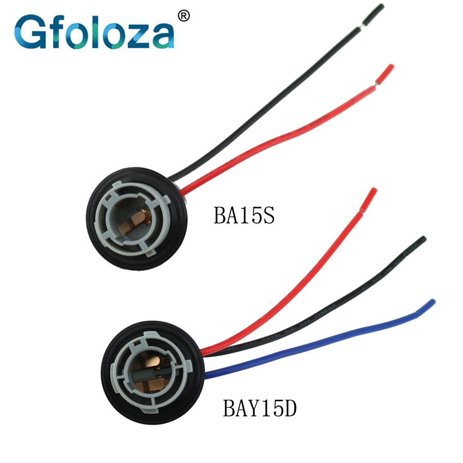 Gfoloza 2Pcs BA15S BAY15D P21W P21/5W Bulb Socket Connector 1156 1157 Lamp Base Adapter Wiring Harness