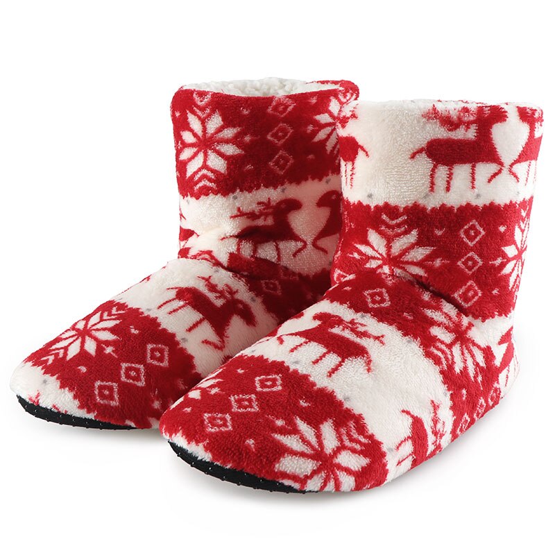 Hause Hausschuhe Frauen Winter Boden Schuhe Weihnachten Elch drinnen Socken Schuhe Warme Pelz Rutschen Damen Plüsch Hausschuhe Pantoffels Damen