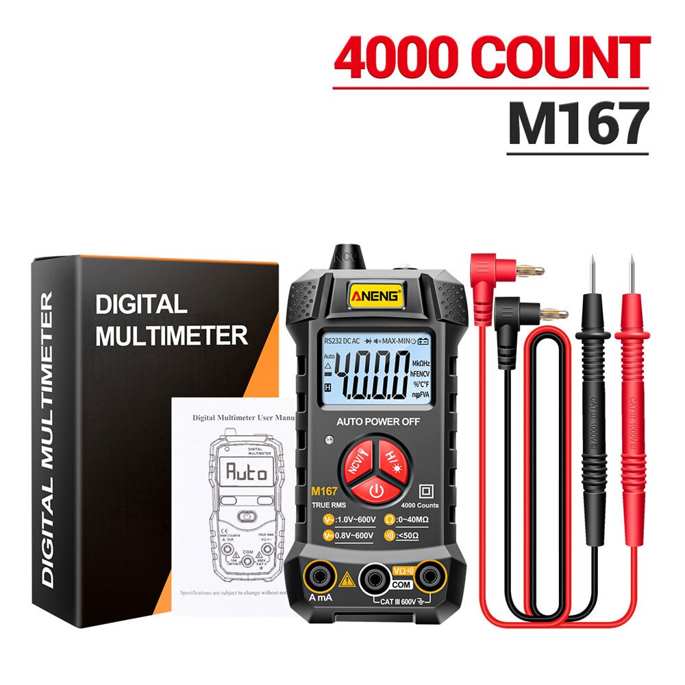 M167 Digital Mini Multimeter Tester ANENG 4000 Counts Auto Multimetro True RMS NCV Meter With Flashlight MultiMeter