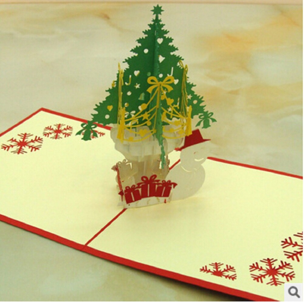 3D Pop Up Origami Greeting Christmas Cards Stereoscopic Christmas tree: K