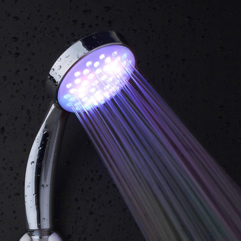 Handhållen 7 färg led romantisk ljus vatten bad hem badrum dusch huvud glöd led dusch huvud badrum tillbehör mf