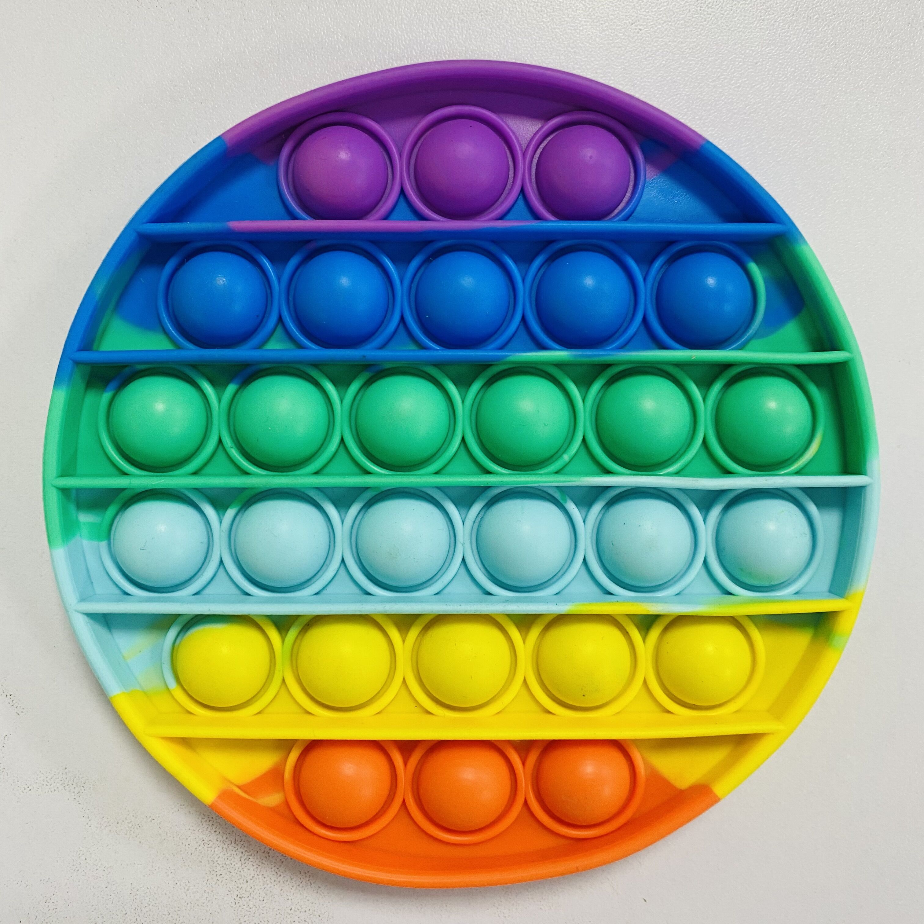 Push Bubble pop it Autism Fidget Toys Special Needs Stress Reliever Helps Relieve Stress and Increase Focus Soft Squeeze Toy: Round-Rainbow