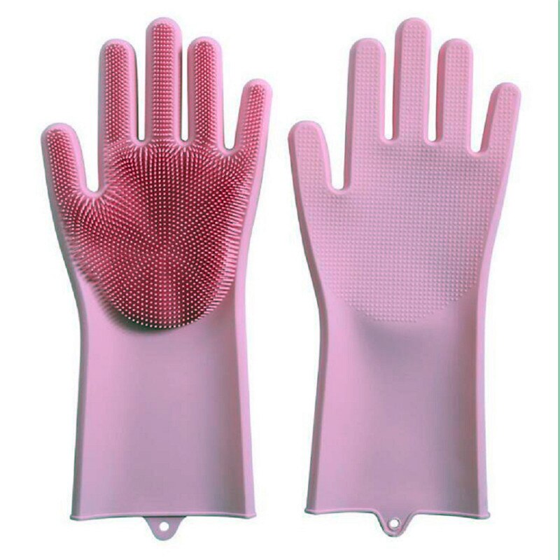 Guanti per la pulizia lavapiatti in silicone magico lavapiatti riutilizzabili resistenti al calore per cucina animali domestici toelettatura lavaggio auto da bagno: rosa guanti impostato