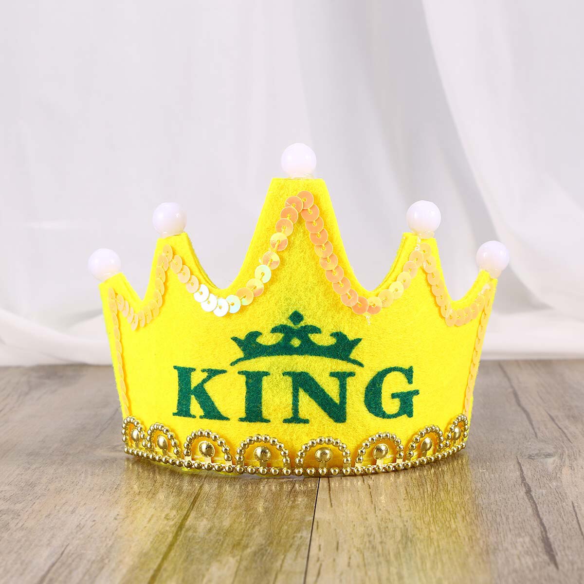 LED Light Birthday Party Hats Crown King Birthday Party Caps for Kids ) - Red Color: Yellow