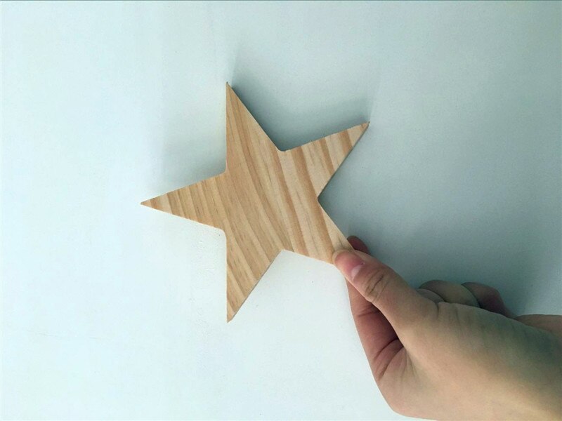 Nordic INS Wooden Star Moon Newborn Baby Kids Tent BedRoom Decor Accessory Wall Hanging Photography Props With 3M Stickers: star