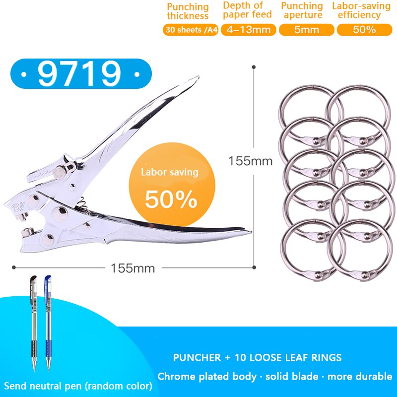Poinçonneuse avec œillets et œillets, Machine De retenue en métal, pince à œillets avec œillets, perforateur De trous ronds De 5mm avec anneaux, 9718: 9719 B